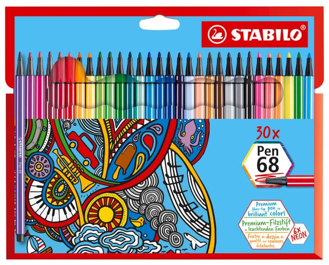 🎨 STABILO Premium-Filzstift Pen 68 - 30er Pack - 30 verschiedene Farben 🖊️