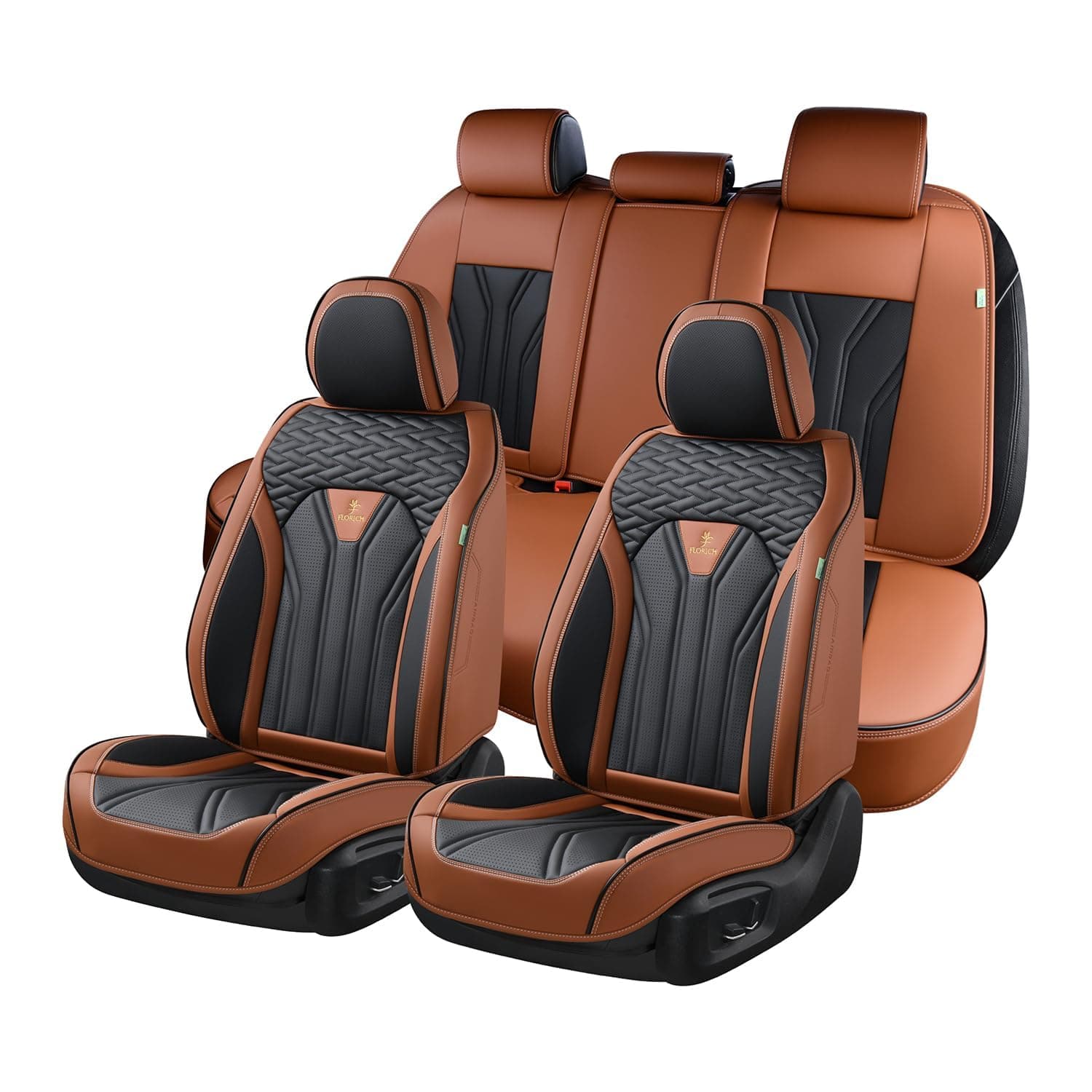 FLORICH Autositzbezüge Leder Vorder- und Rücksitzbezüge, 5 Stück, braun Braun L-Vollständiger Satz 🚗🛋️