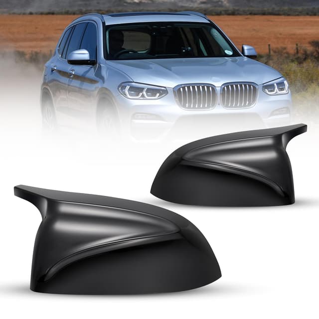 🚗 Kompatibel mit Rückspiegel Abdeckung X3 G01 G08 X4 G02 X5 G05 X6 G06 X7 G07 2019-2024 Spiegelkappen X3 X4 X5 X6 X7 Seitenspiegelgehäuse 2 PCS (Glanz Schwarz) 🛡️