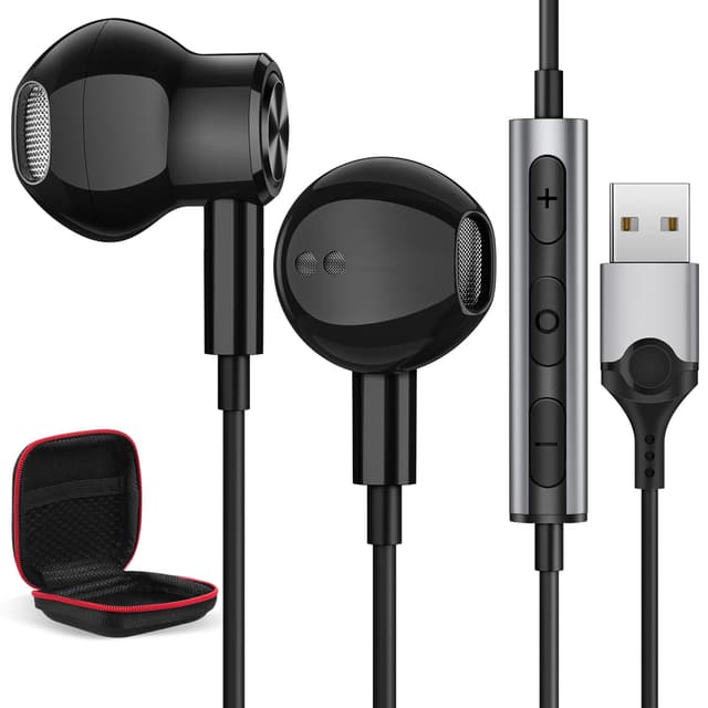 🎧 USB In Ear PC Headset mit Kabel 2.3M für PS 4 5 - Gaming & Office 🖥️