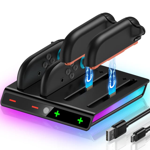 🎮 4er Ladestation für Nintendo Switch 2 Zubehör mit RGB-Beleuchtung
