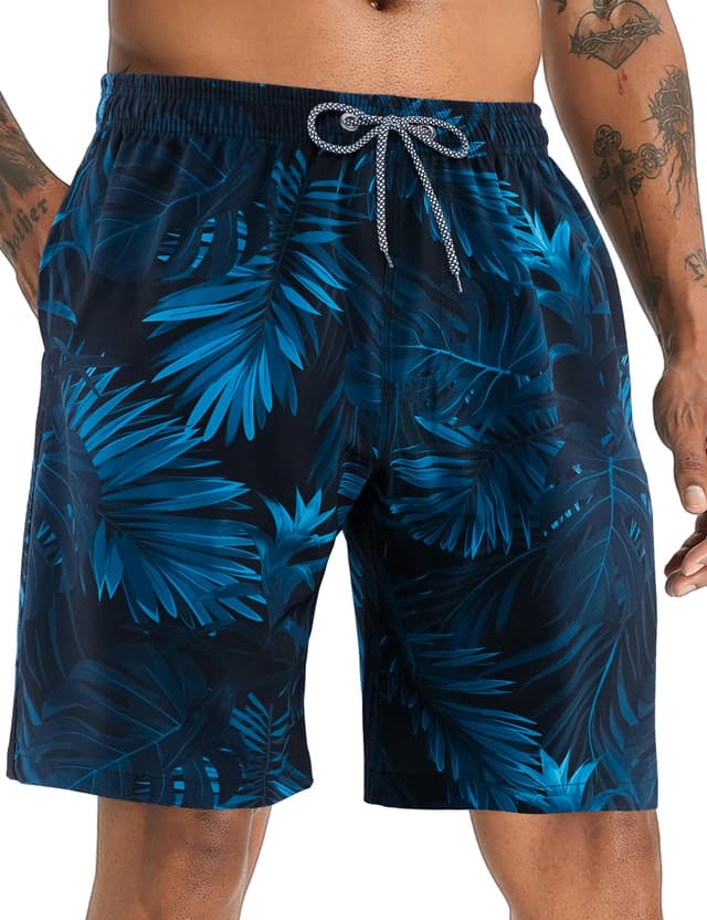 🩳 APTRO Herren Badehose Lang Badeshorts Schnelltrocknend Boardshorts Freizeit Short 🌿🌊 Dunkelblau Mk288
