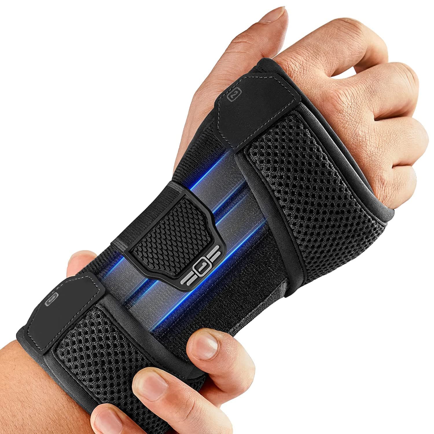 FREETOO Handgelenkstütze mit 3 Metallschiene zur Karpaltunnelsyndrom, Komfort Handgelenk Bandagen mit Weiche Polster für Frauen Männer, Handgelenkschiene für Tendinitis,Arthritis,Verstauchungserholung S/M(Handgelenk 13-19 CM) Rechts-Schwarz 🌟