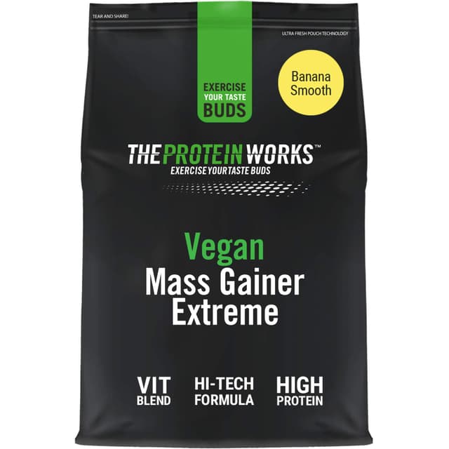 Protein Works Vegan Mass Gainer Extreme | Banana Smooth 🍌 | Kalorienreicher & Proteinreicher Pulver-Shake