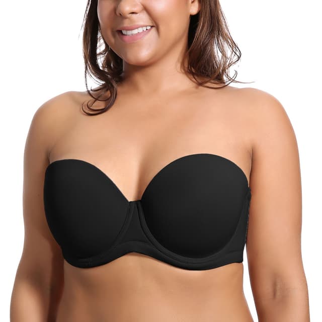 🌟 Super Deal! Damen Trägerloser BH mit bügel Große Größen 105E Schwarz 🌟