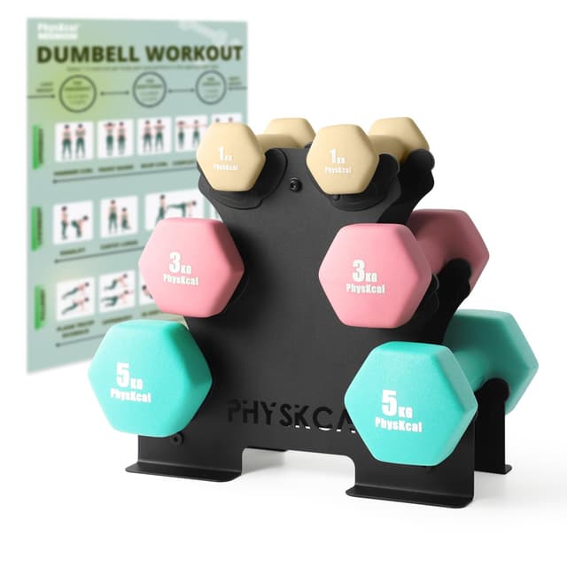 PhysKcal Kurzhantel-Set, Hanteln Set und Aufbewahrungsständer für Heimtraining 18kg