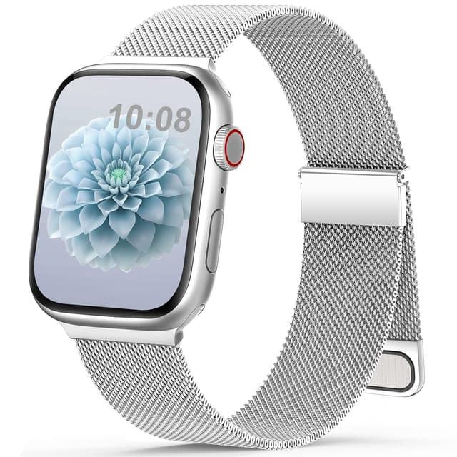 Ersatzarmband Kompatibel mit Apple Watch Armband 40mm 38mm 41mm 42mm 44mm 45mm 46mm 49mm Damen Herren Einstellbar Magnetisch Metall Edelstahl Armbänder für iWatch SE Ultra Series10 9 8 7 6 5 4 3 2 1 C-Silber (S10 42mm)+(38mm/40mm/41mm) 🌟