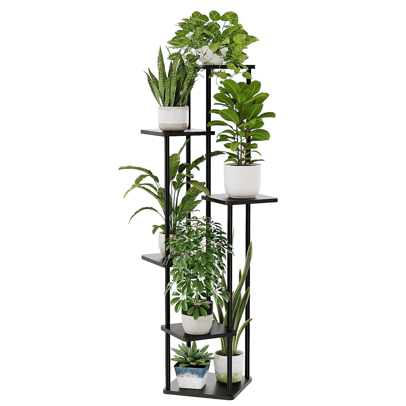 🌿 BAMWORLD Blumenständer Schwarz Hoch – Platzsparendes Pflanzenregal 🌿