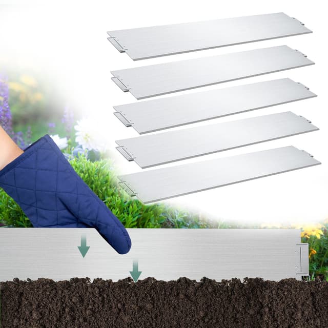 Vigevee Rasenkante verzinkt Metall, 5m - 50m, Beeteinfassung Mähkante Palisade Gartenbeet 🌷