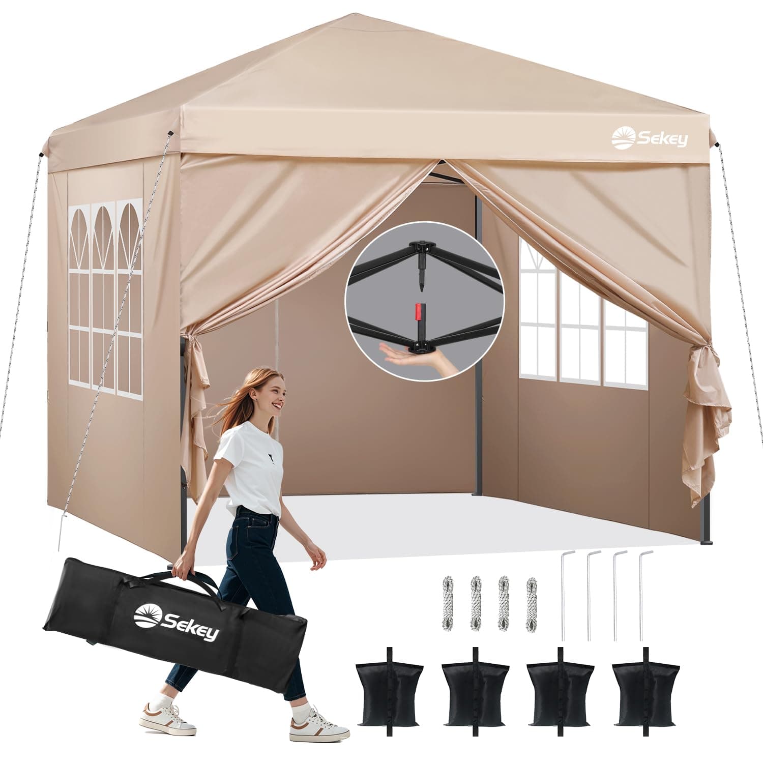 Sekey Pop Up Pavillon 3x3 Wasserdicht Stabil Winterfest