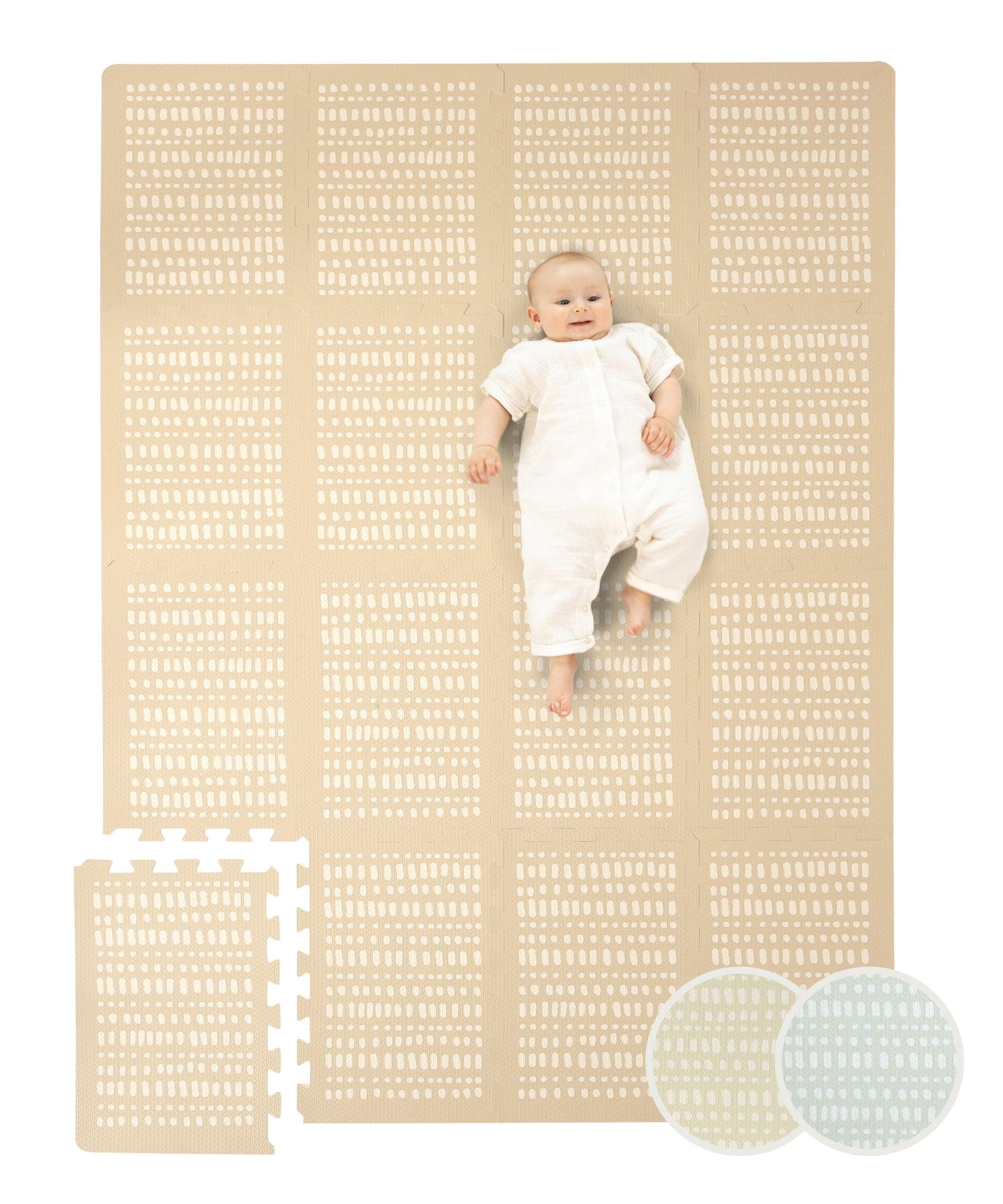 Stylische Puzzlematte Baby 1,7x1,2m Hygge Sand – 16 XL-Platten mit Kanten