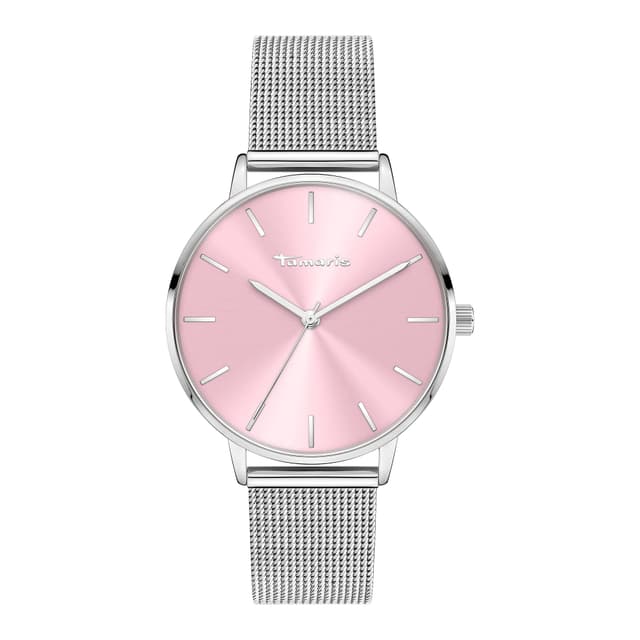 Angebot: Tamaris Damenuhr mit Edelstahl Meshband in Silber/Rosa ⌚🌸