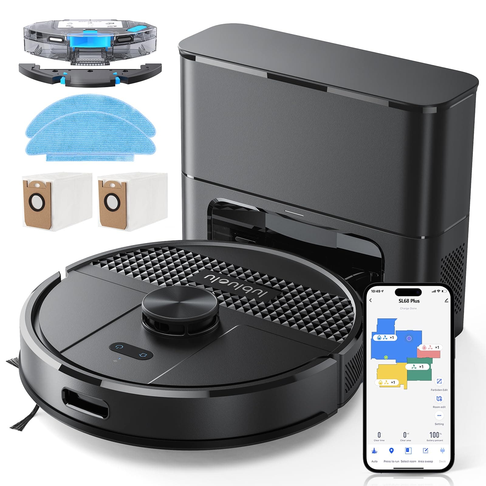 Lubluelu Saugroboter mit Absaugstation 3-in-1, 4500Pa Staubsauger Roboter mit Wischfunktion