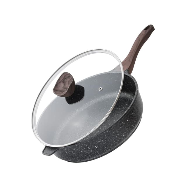 🌟 Super Deal! 🍳 Kordisen Antihaft Tiefe Bratpfanne mit Deckel, 30 cm Große Granitbeschichtung Pfanne