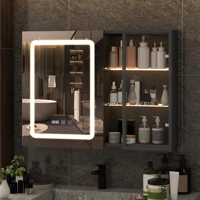 🌟 YU YUSING Badezimmer Spiegelschrank mit Beleuchtung 80x60cm 🚿 LED Badezimmerschrank mit Spiegel 🌈 Beschlagfrei & Wasserdicht 🚪