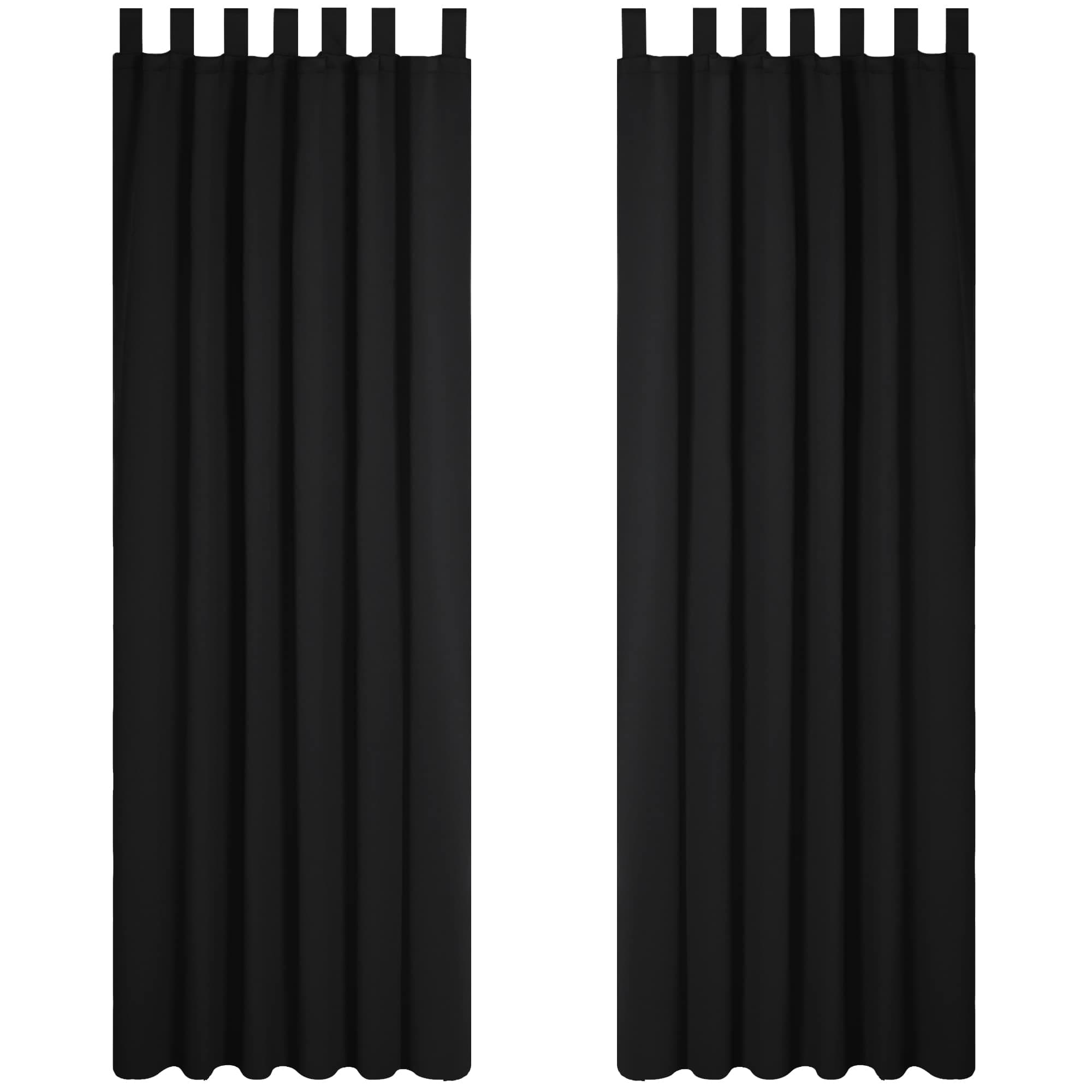 🌟 2er Set Blickdichte Schlaufenvorhänge 175x140cm Schwarz 🌟