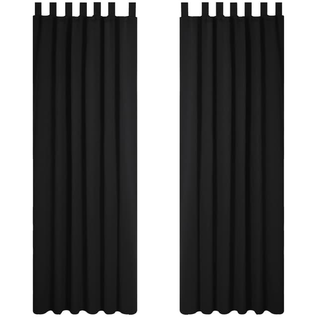 🌟 2er Set Blickdichte Schlaufenvorhänge 175x140cm Schwarz 🌟