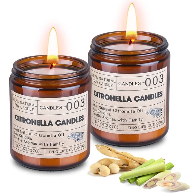 240Std Citronella Kerze Groß, Outdoor Kerze Sojawachs Citronella Kerzen für Garten, Terrasse Braun 🌿🔥