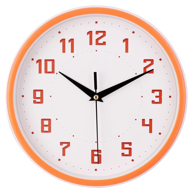 🕰️ Topkey Stille Runde Wanduhr Küche 9 Zoll Moderner Stil Geräuschlos Dekorative Schlafzimmer Büro Studienzimmer Küchenuhr-Orange