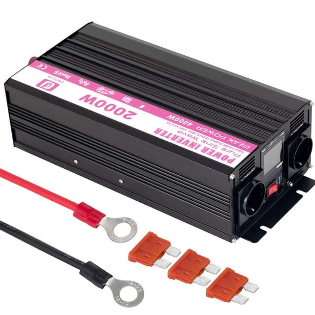 🔋🔌 CNCEJIA 2000W Wechselrichter 12v auf 230v Spannungswandler Reiner Sinus Wechselrichter 🚗 BLACK-2000W