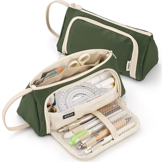 🎨 ONCCI Federmäppchen Mädchen Mäppchen Federtaschen Große Kapazität Teenager Etui Stifte Pencil Case für Schule & Büro Creme-dunkle Grün