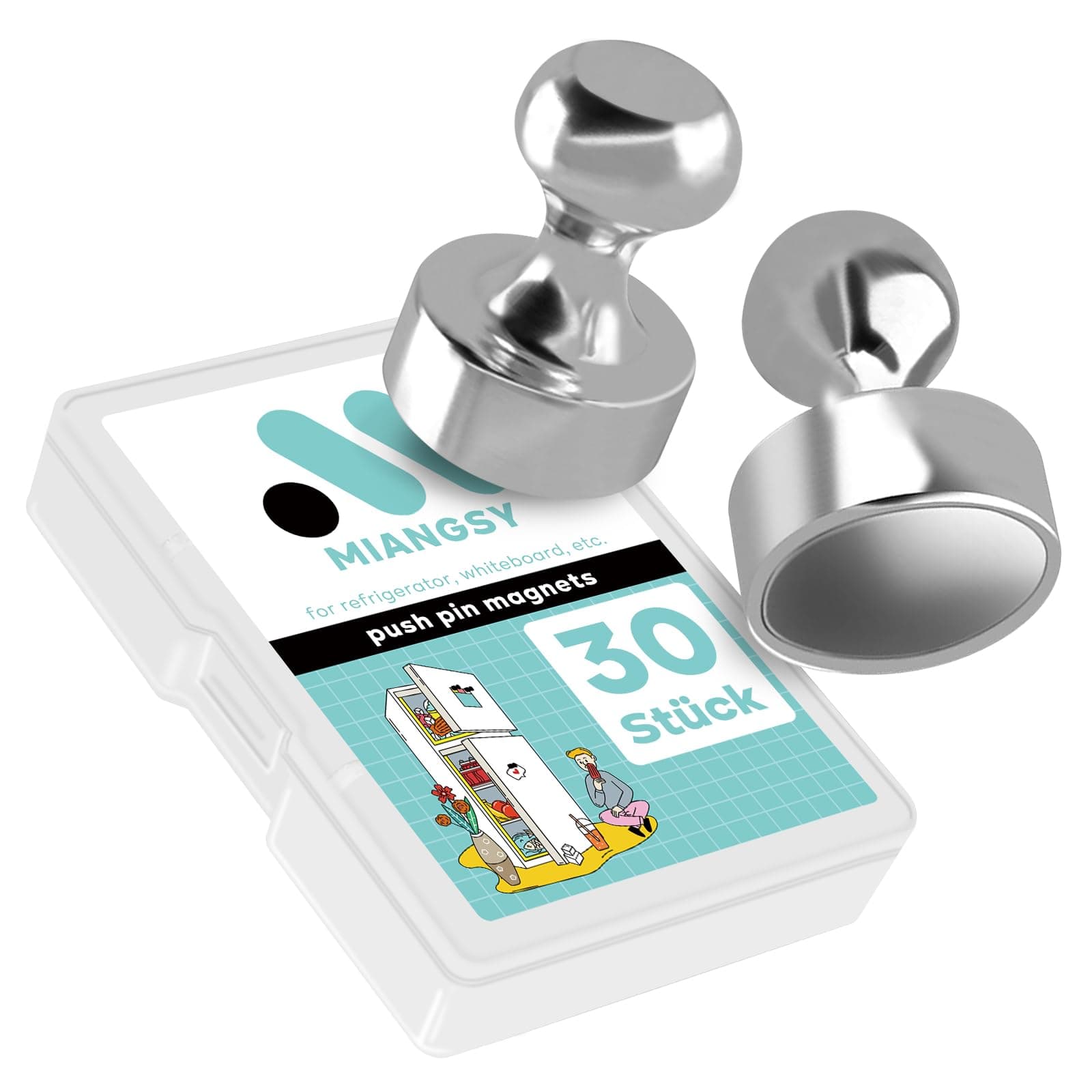 🧲 Miangsy 30 Stück Magnete Stark - Silber - Stil I | Deal des Tages 🌟