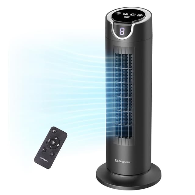 🌀🌬️ DR.PREPARE Turmventilator mit 12W DC Motor | Leiser Ventilator für Schlafzimmer und Büro