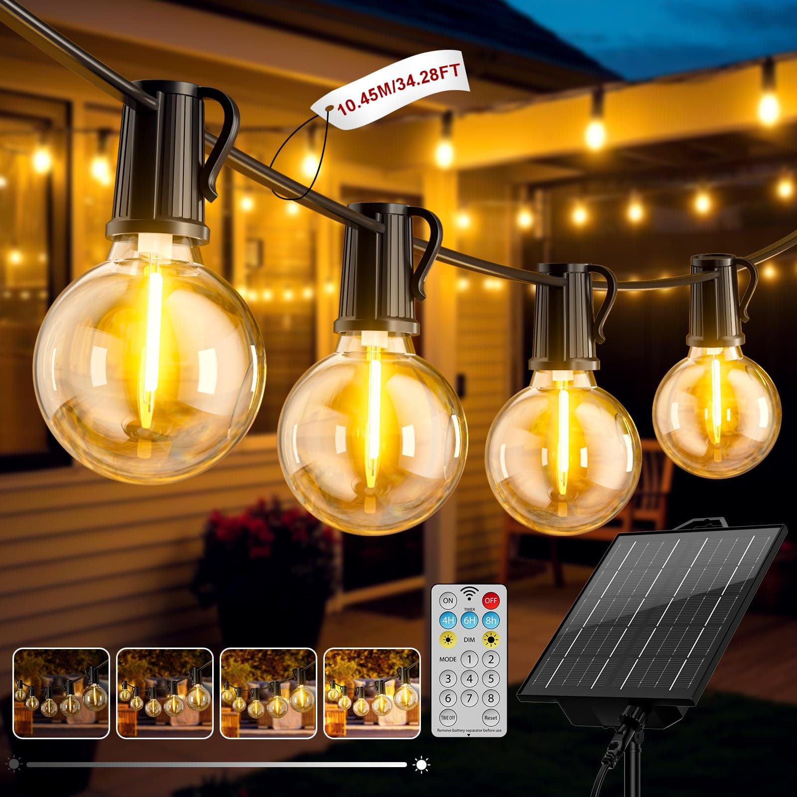 Solar Lichterkette Aussen, 10.45M/34.28FT LED Solarlichterkette Außen 🌞🏡