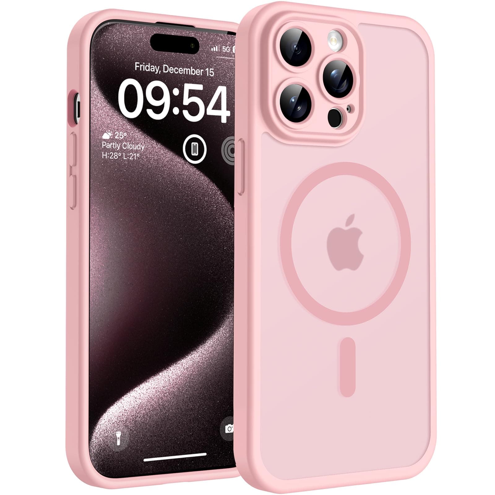 TOCOL iPhone 15 Pro Hülle für Magsafe 📱🔒 Stoßfest & Kratzfest - Hellrosa