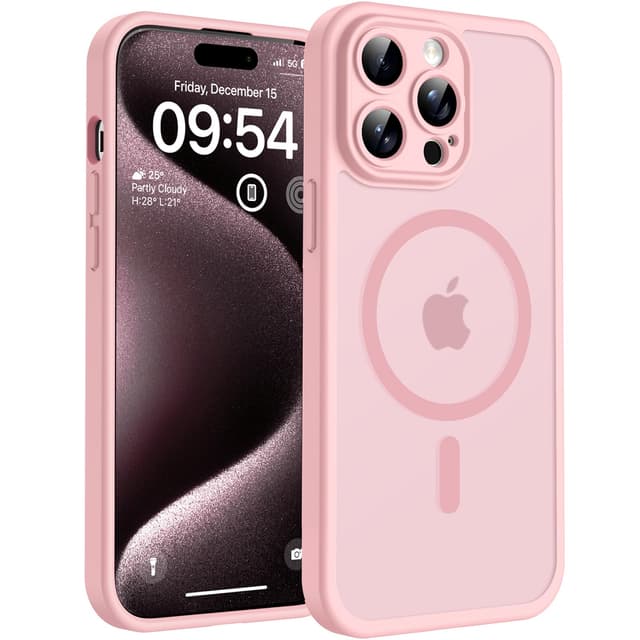 TOCOL iPhone 15 Pro Hülle für Magsafe 📱🔒 Stoßfest & Kratzfest - Hellrosa