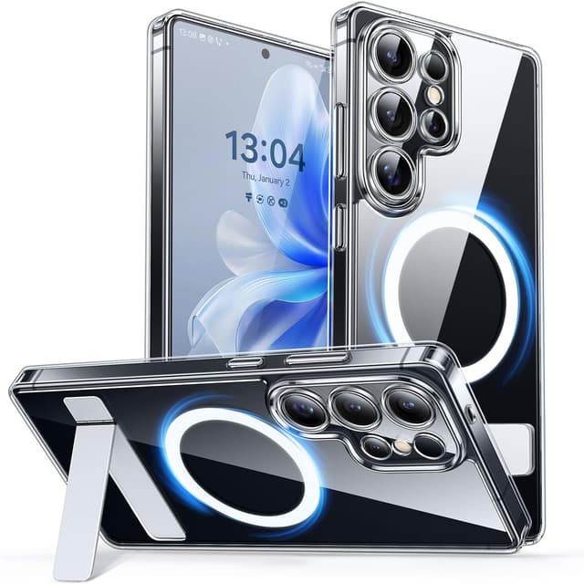 CANSHN Samsung Galaxy S25 Ultra Hülle mit Ständer - Durchsichtig & Ständer ⭐
