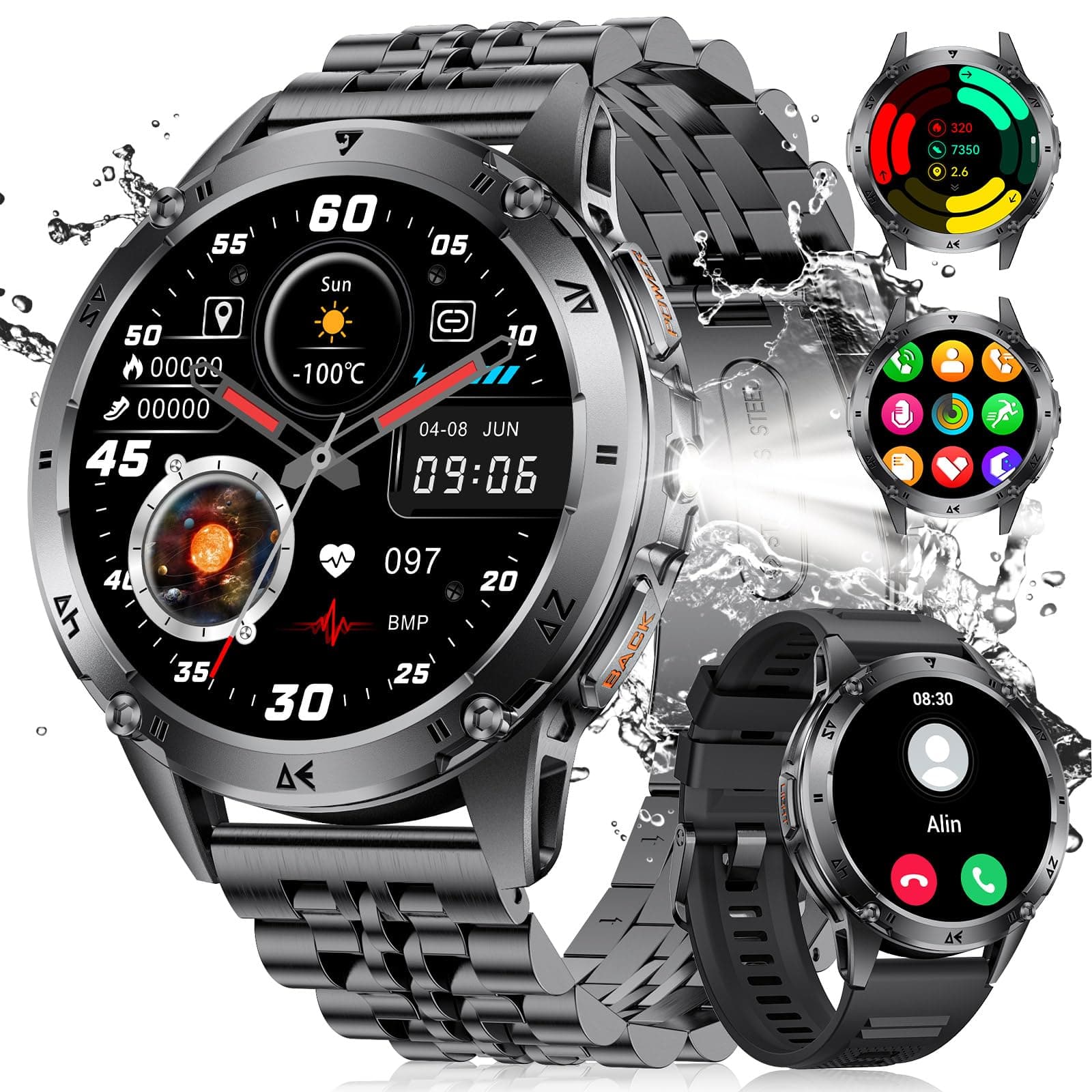 LIGE Smartwatch Herren Militär mit Telefonfunktion