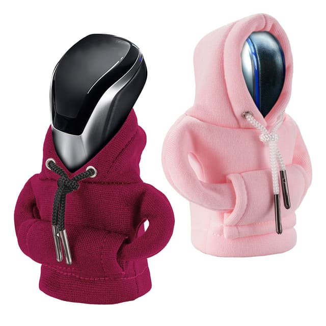 🚗 CORATED Schaltknauf Abdeckung | Auto Schalthebel Hoodie in Rot & Rosa 2 | Nylon 100% | 11.5X13.5 cm
