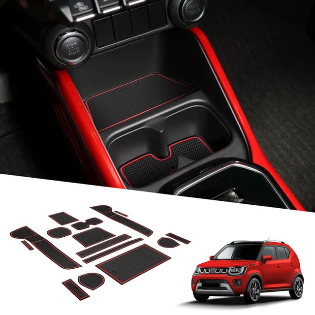 🔥 BIXUAN Ignis 2024 kompatibel mit Suzuki Ignis 2016-2023 2024 Antirutschmatten Rot 15 Stück 🚗