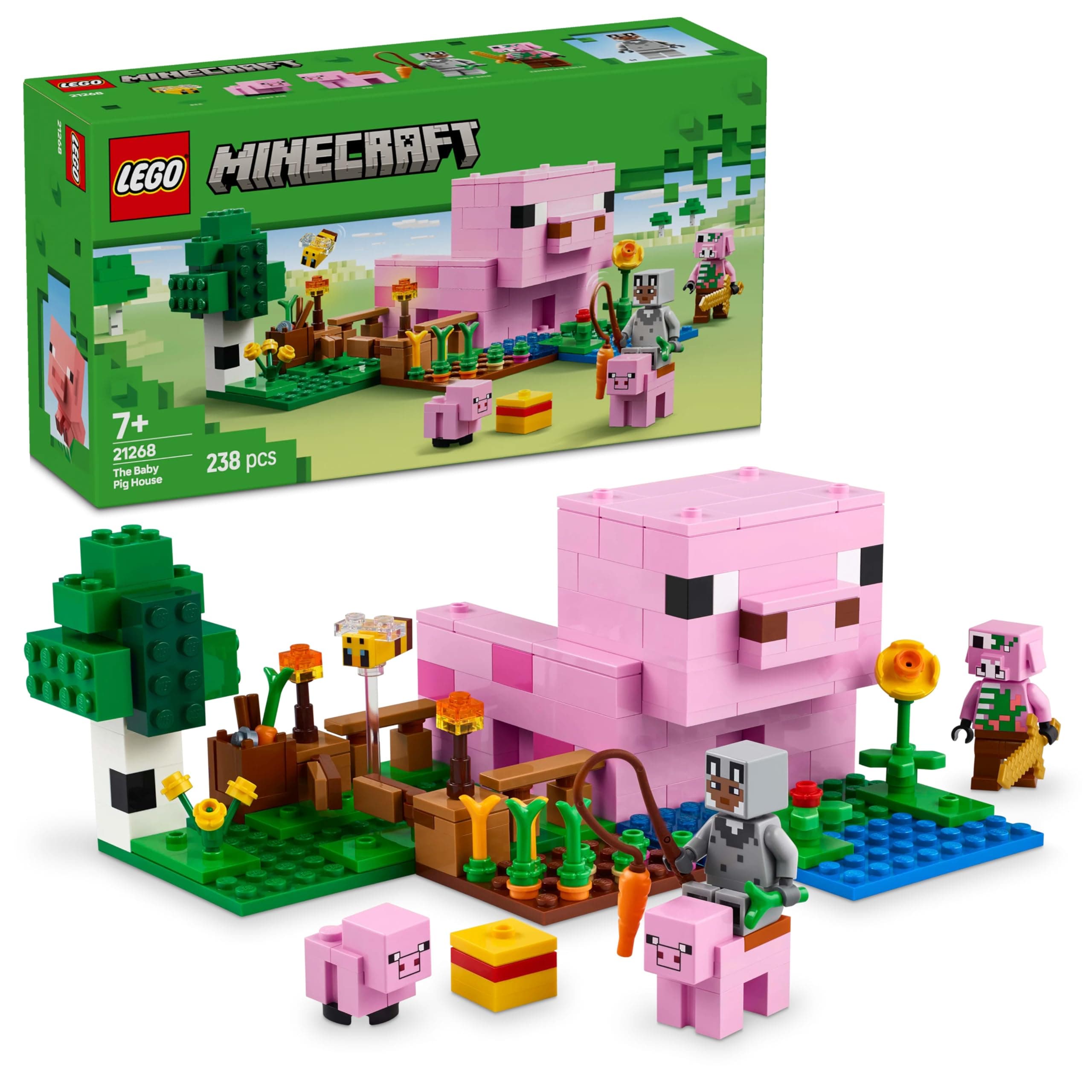 🧱🐷🐝 LEGO Minecraft Das Babyschwein-Haus 🧟‍♂️ - Interaktives Spielzeug für Kinder ab 7 Jahren