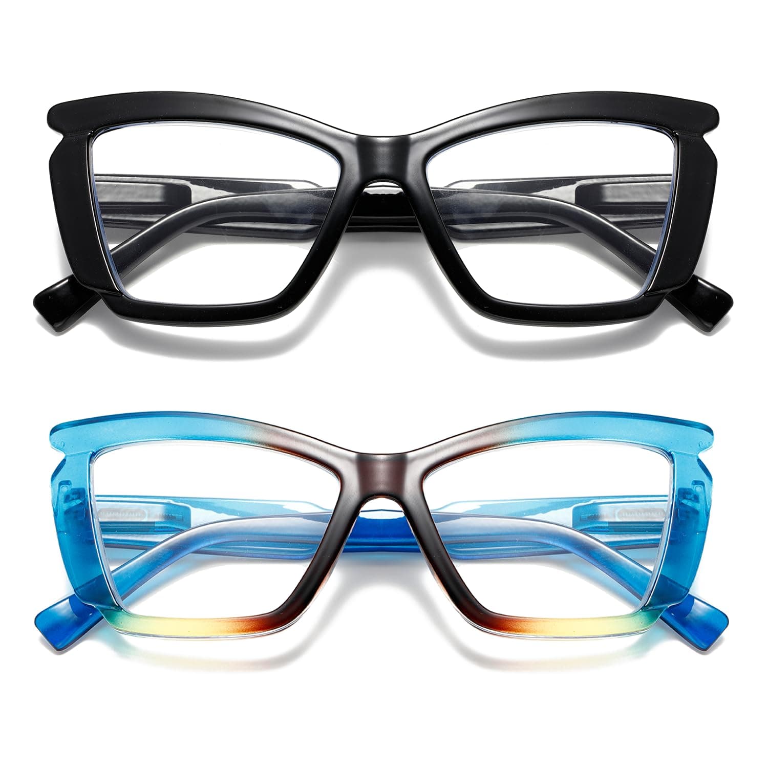 👓 Viseng 2 Pack Mode Katzenaugen Lesebrille - Anti Blaulicht Modische Lesehilfe 👓
