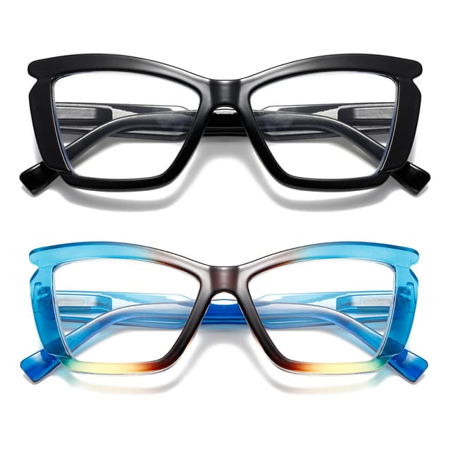 👓 Viseng 2 Pack Mode Katzenaugen Lesebrille - Anti Blaulicht Modische Lesehilfe 👓