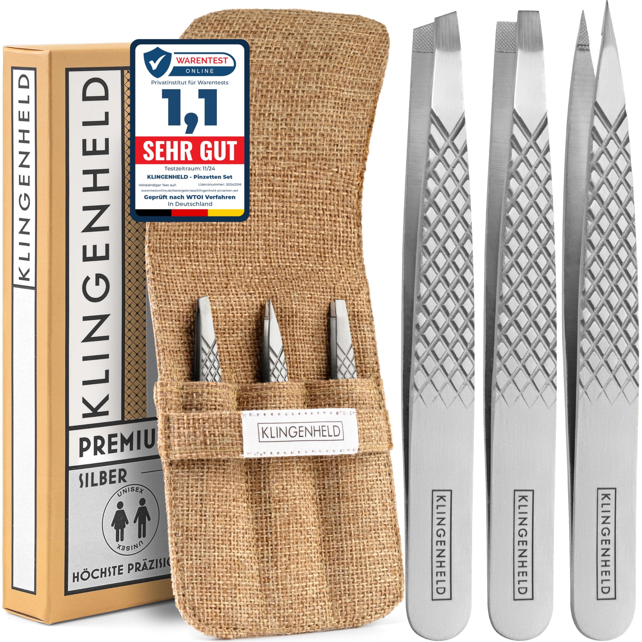 🌟 KLINGENHELD® Profi Pinzetten-Set mit ComfortGrip-Spitzen & Anti-Rutsch Griff 🌟