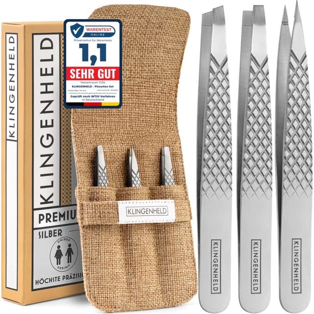 🌟 KLINGENHELD® Profi Pinzetten-Set mit ComfortGrip-Spitzen & Anti-Rutsch Griff 🌟