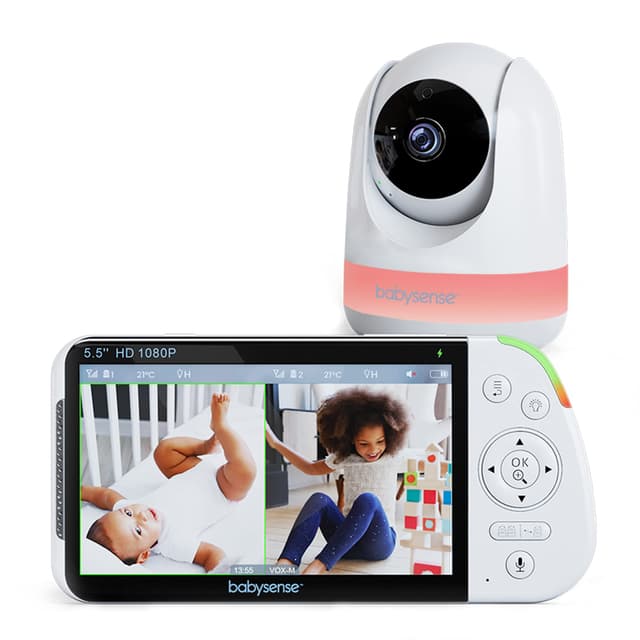 👶📹 Babysense Babyphone mit Kamera, 5,5-Zoll Full HD, Nachtlicht, 300m Reichweite