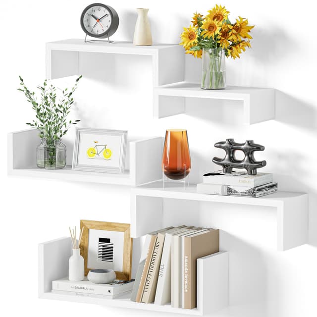 SRIWATANA Wandregal Weiß 5 Stück - Moderne Wanddekoration für Ihr Zuhause! 🌟