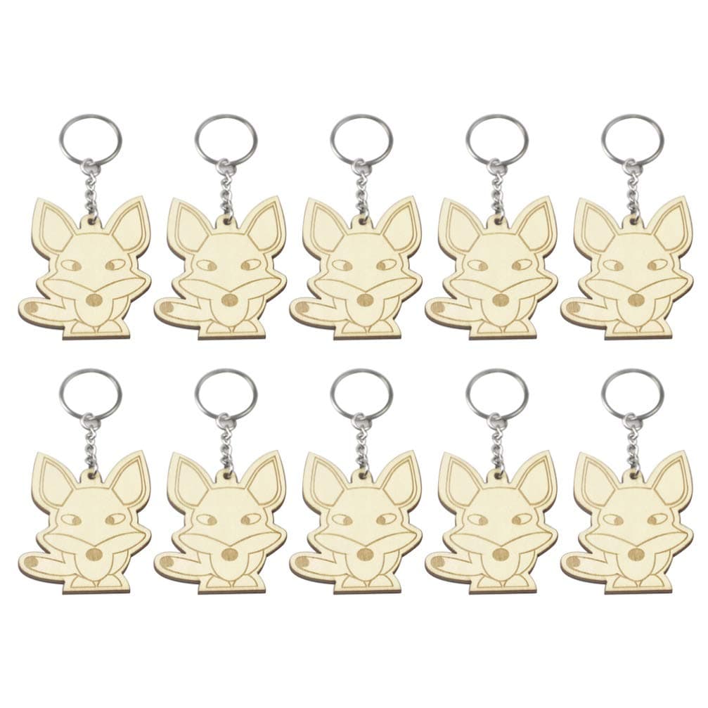 🔑🦊 EXCEART Holz SchlüSselanhäNger 10Pcs in Set Schlüssel Ring 🦊🔑
