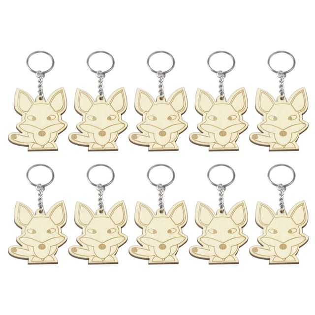 🔑🦊 EXCEART Holz SchlüSselanhäNger 10Pcs in Set Schlüssel Ring 🦊🔑