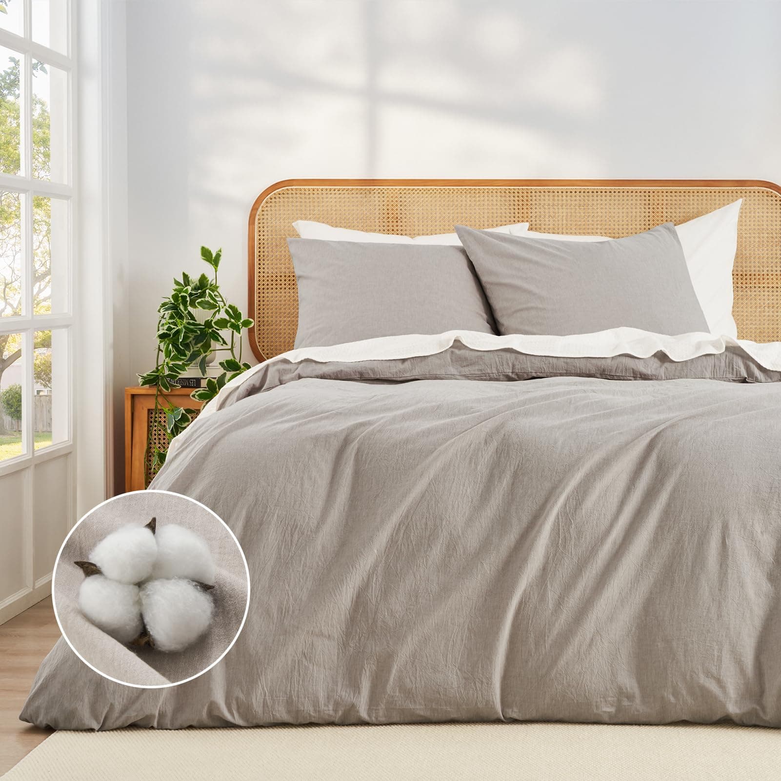 Duvetnova Bettwäsche 200x220 Baumwolle Leinen-Optik 🛏️