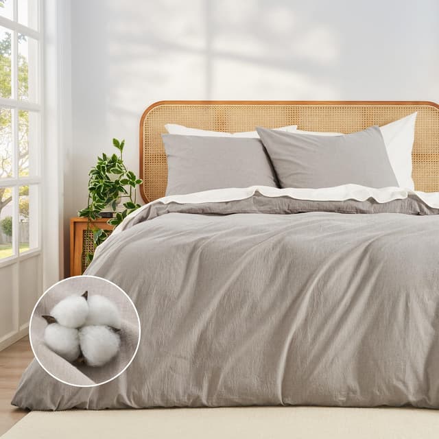 Duvetnova Bettwäsche 200x220 Baumwolle Leinen-Optik 🛏️