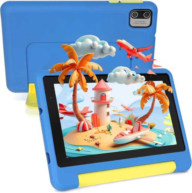 Ainmel Kinder Tablet 7 Zoll, Android 13 Quad Core, 8GB RAM+64GB ROM+128GB erweiterbar, Wi-Fi, Bluetooth, Type-C, Kids Tablet, Blau 7 Zoll 🌟📱