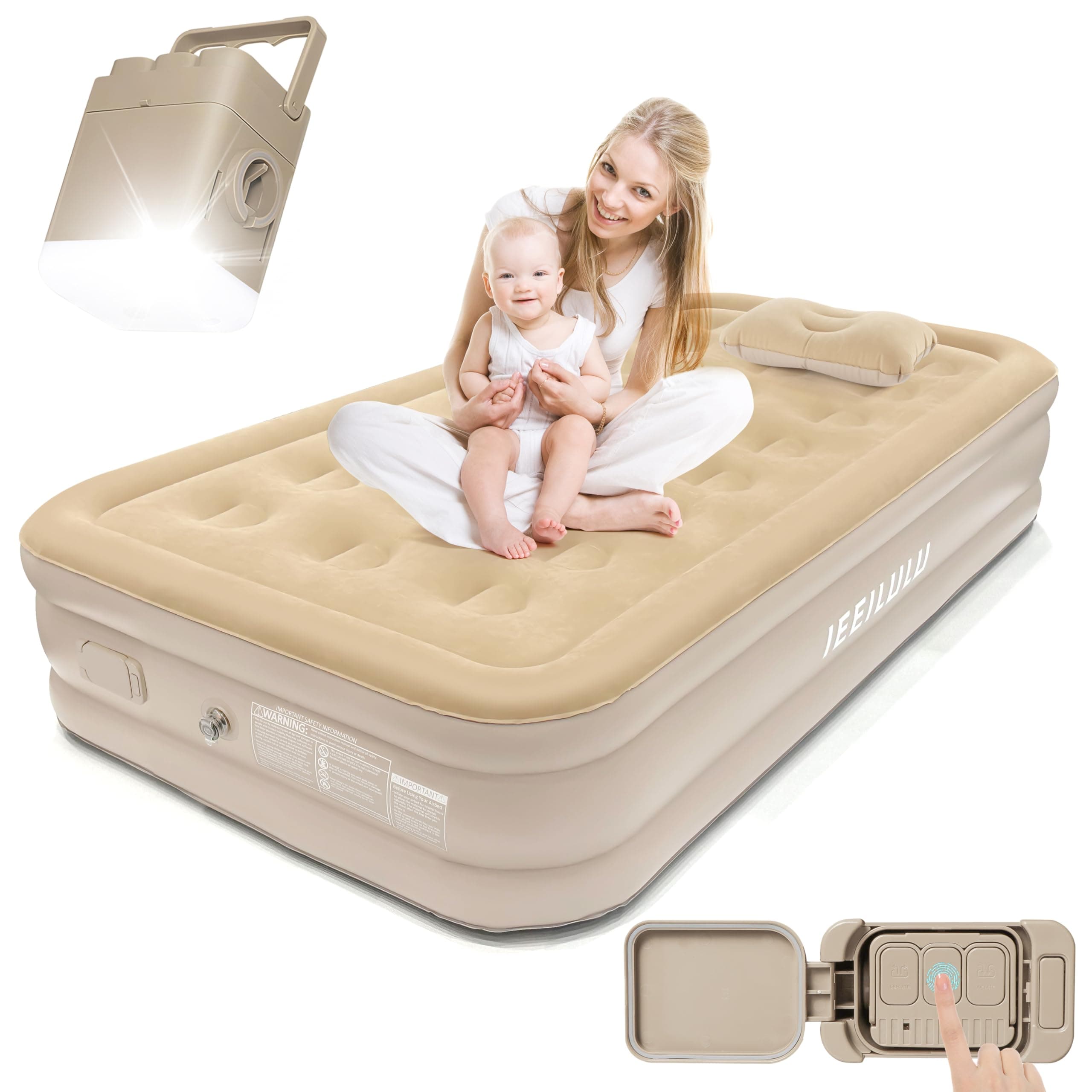IEEILULU Luftbett 1 Personen, 190 x 100 x 40cm mit Elektrischer Luftpumpe und Nachtlichtfunktion 🌟