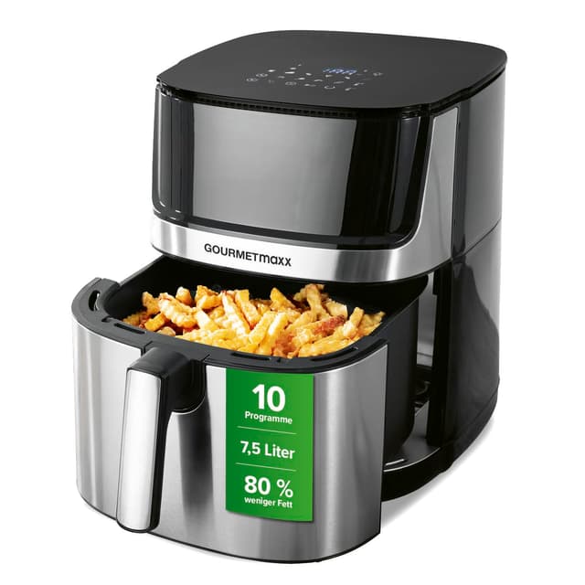 🔥 Super Deal! GOURMETmaxx 4in1-digitale Heißluftfritteuse 🍟 | Leistungsstarker Airfryer 2200 W | Fettarmes + energiesparendes Frittieren mit Touchdisplay & Timerfunktion - 7,5l