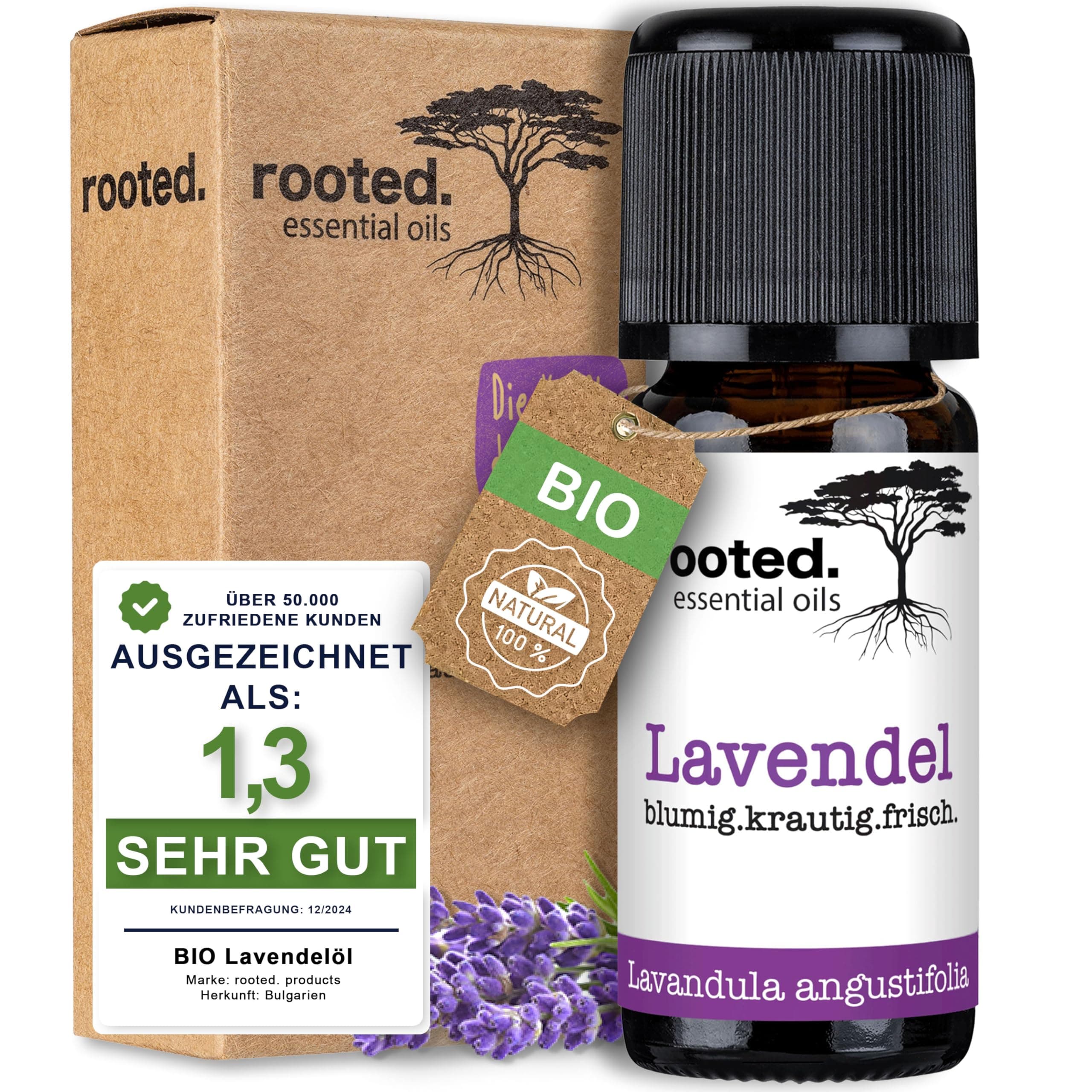 rooted.® BIO Lavendelöl 10ml [100% NATURREIN] - Echter Lavendel