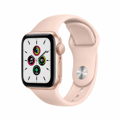 🍏 Apple Watch SE 2020 (GPS, 40MM) Aluminiumgehäuse Gold mit Rosé Sportarmband 🌟 Angebot bei HelloDeals